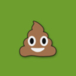 poop emoji on green background